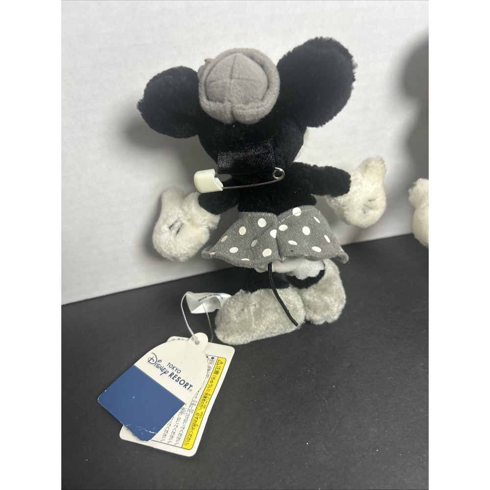 Tokyo Disney Minnie And Mickey Classic Monochrome Plush Beanie"s RARE - Picture 4 of 8